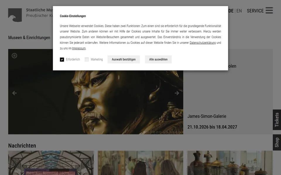 Staatliche Museen zu Berlin – Ansicht der Anbieter-Website