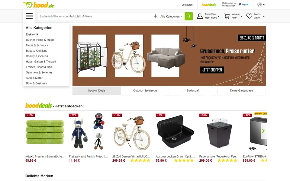 Hood – Ansicht der Anbieter-Website