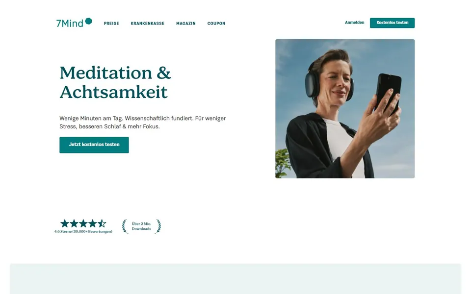 7Mind – Ansicht der Anbieter-Website