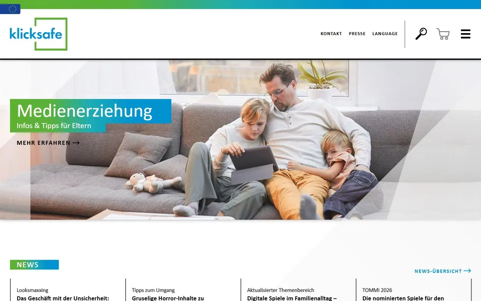klicksafe – Ansicht der Anbieter-Website
