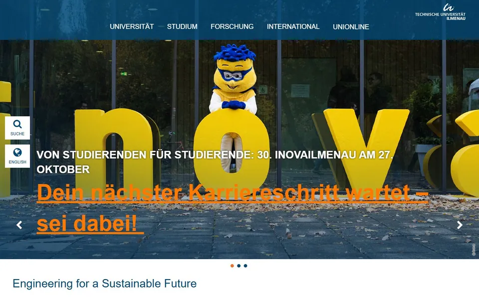 Technische Universität Ilmenau – Ansicht der Anbieter-Website
