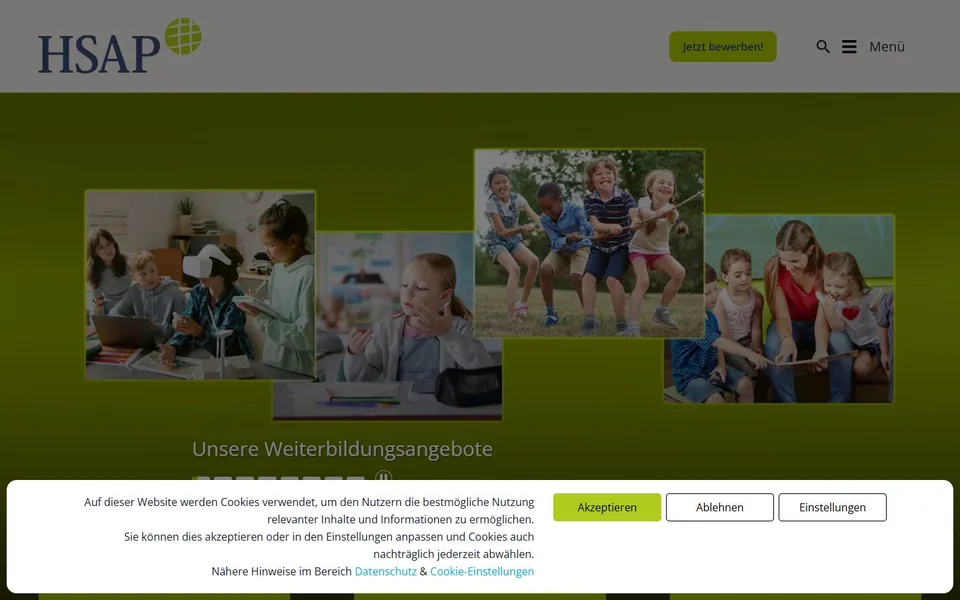 Hochschule für Soziale Arbeit und Pädagogik – Ansicht der Anbieter-Website