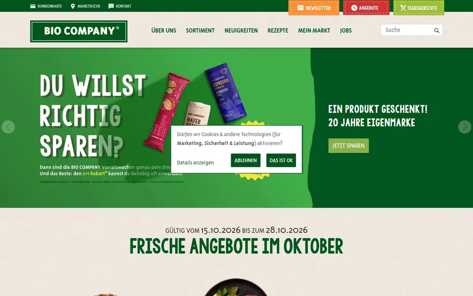 BIO COMPANY – Ansicht der Anbieter-Website
