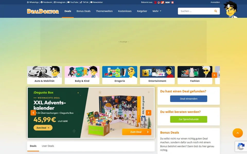 DealDoktor – Ansicht der Anbieter-Website