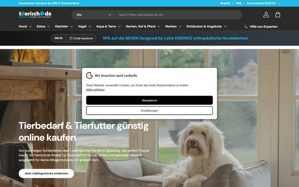 tiierisch.de – Ansicht der Anbieter-Website