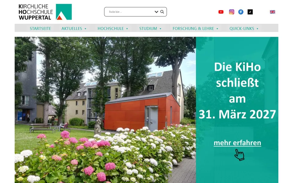 Kirchliche Hochschule Wuppertal – Ansicht der Anbieter-Website