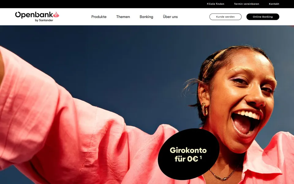 Openbank (Santander) – Ansicht der Anbieter-Website