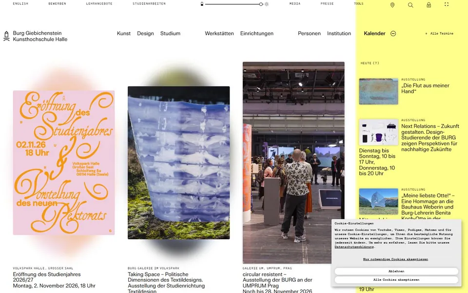 Burg Giebichenstein Kunsthochschule Halle – Ansicht der Anbieter-Website