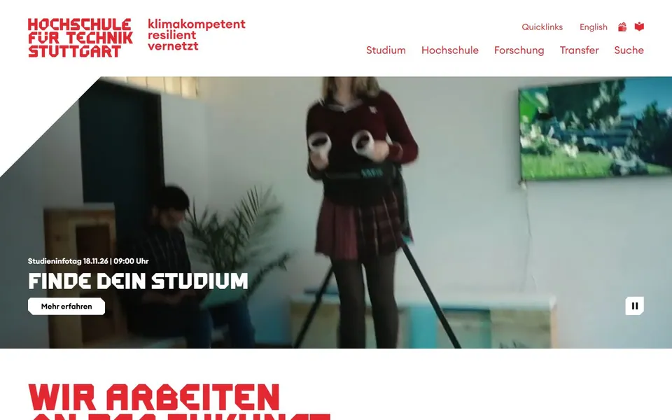 Hochschule für Technik Stuttgart – Ansicht der Anbieter-Website