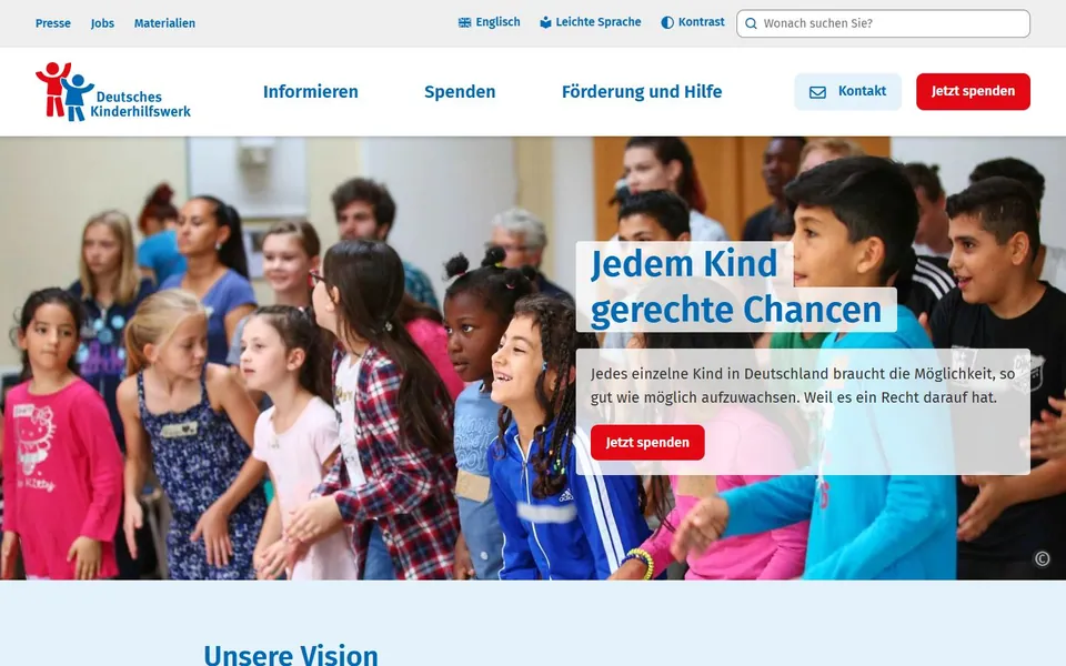 Deutsches Kinderhilfswerk – Ansicht der Anbieter-Website