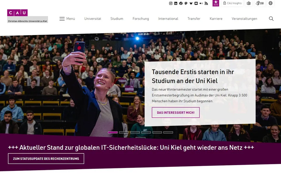 Christian-Albrechts-Universität zu Kiel – Ansicht der Anbieter-Website
