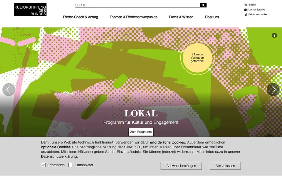 Kulturstiftung des Bundes – Ansicht der Anbieter-Website