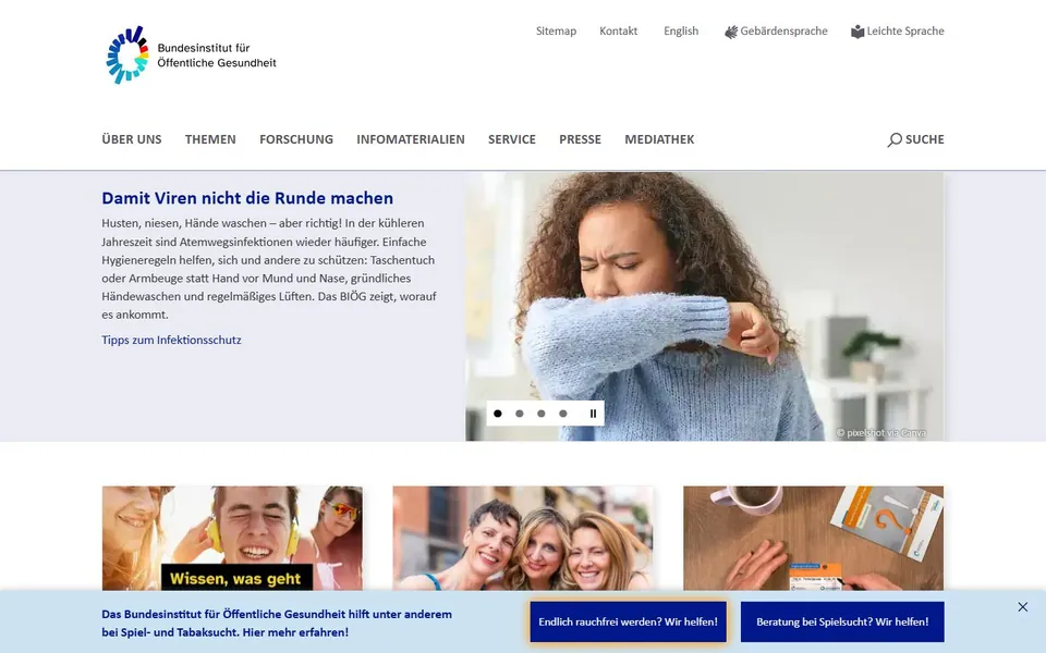 Bundesinstitut für Öffentliche Gesundheit – Ansicht der Anbieter-Website