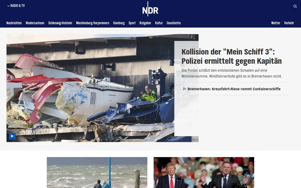 NDR – Ansicht der Anbieter-Website