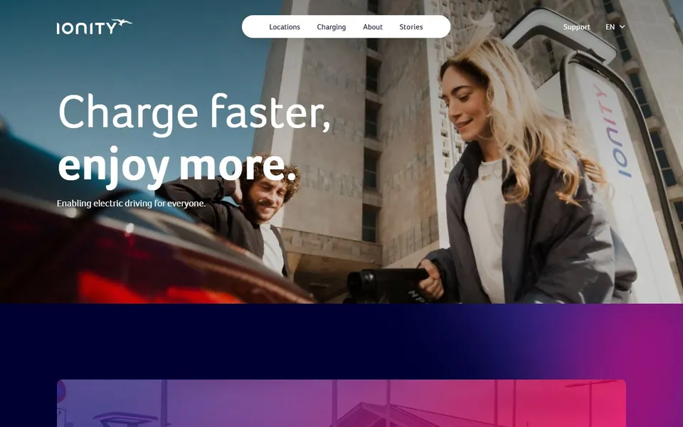 IONITY – Ansicht der Anbieter-Website