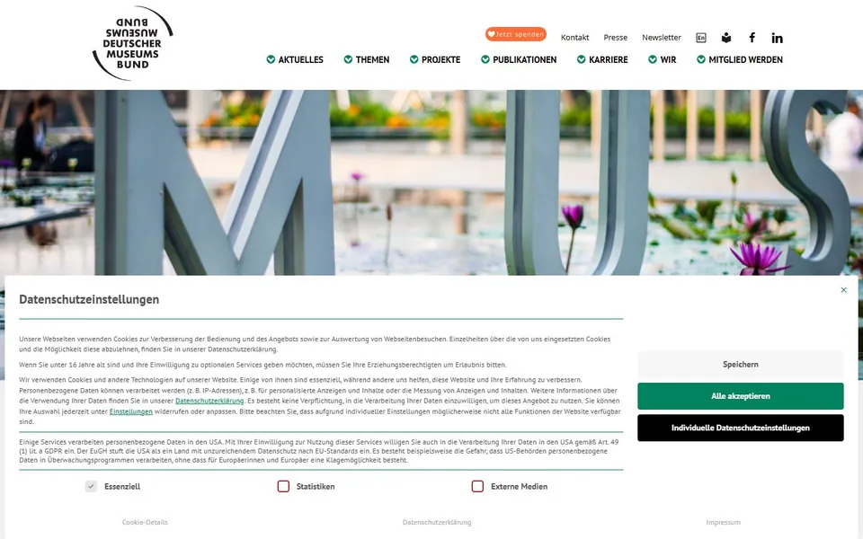 Deutscher Museumsbund – Ansicht der Anbieter-Website