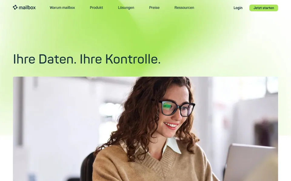 mailbox.org – Ansicht der Anbieter-Website
