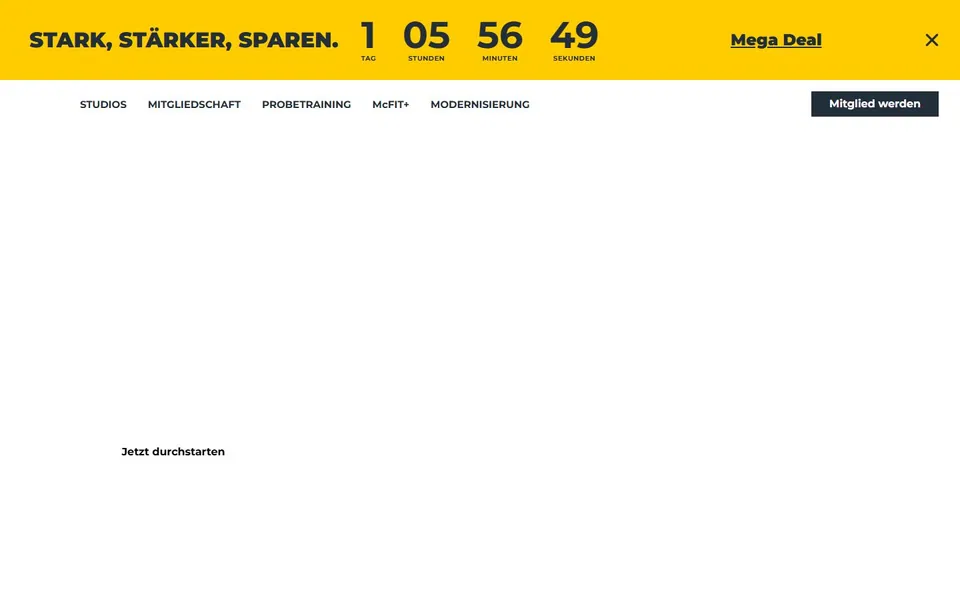 McFIT – Ansicht der Anbieter-Website