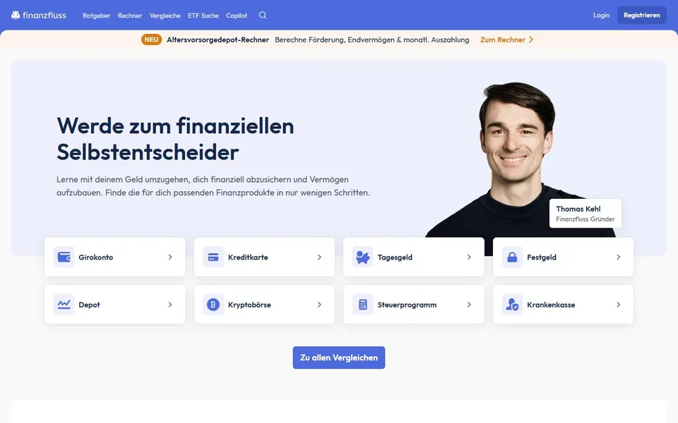 Finanzfluss – Ansicht der Anbieter-Website