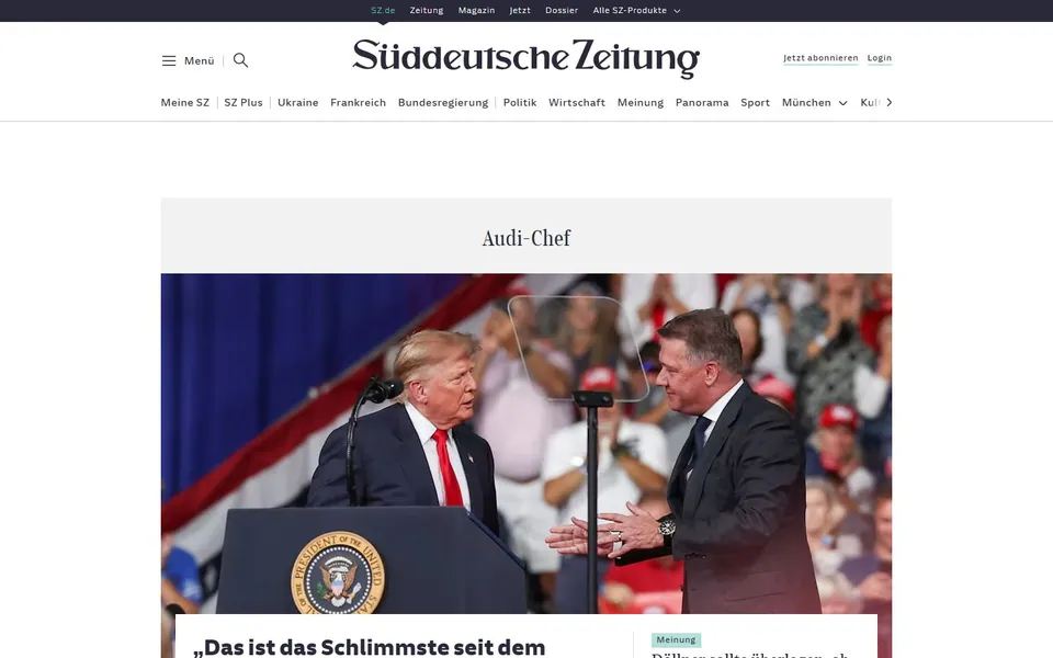 Süddeutsche Zeitung – Ansicht der Anbieter-Website