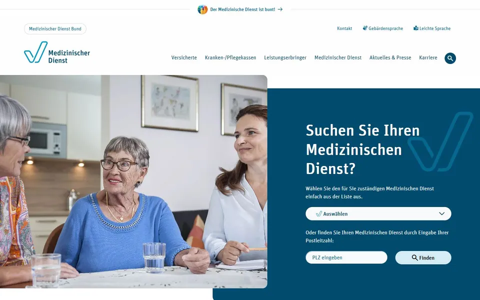 Medizinischer Dienst – Ansicht der Anbieter-Website