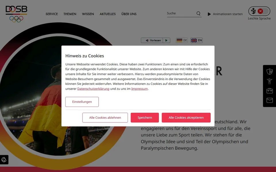 DOSB – Ansicht der Anbieter-Website