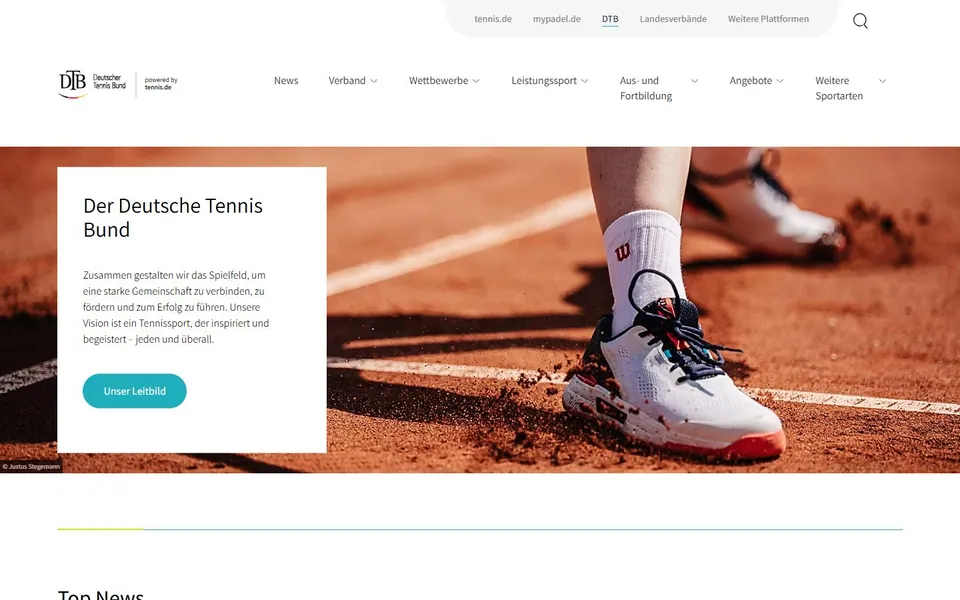 Deutscher Tennis Bund – Ansicht der Anbieter-Website