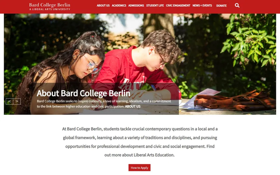 Bard College Berlin – Ansicht der Anbieter-Website