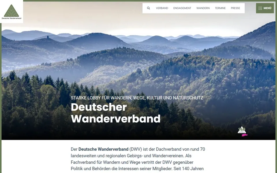 Deutscher Wanderverband – Ansicht der Anbieter-Website