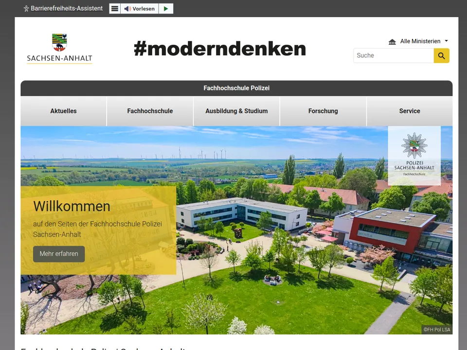 Fachhochschule Polizei Sachsen-Anhalt – Website-Vorschau