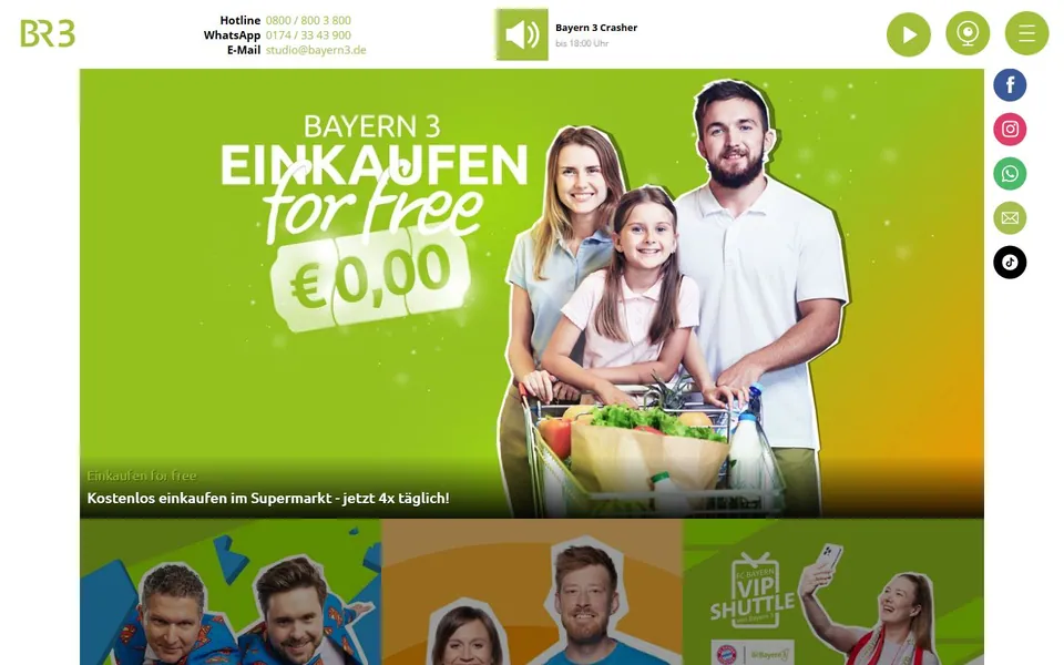 Bayern 3 – Ansicht der Anbieter-Website