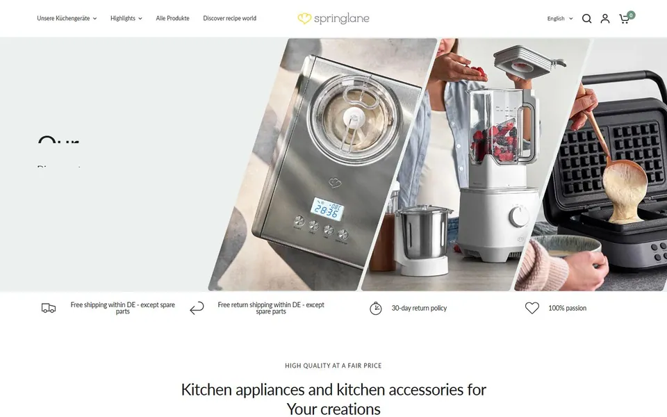 Springlane – Ansicht der Anbieter-Website