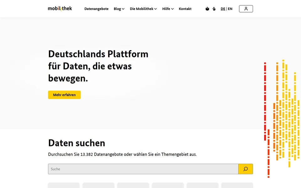 Mobilithek – Ansicht der Anbieter-Website