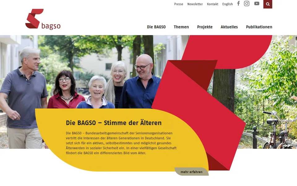 BAGSO – Ansicht der Anbieter-Website