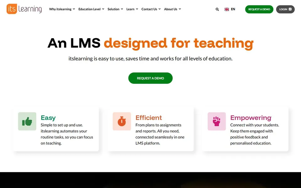itslearning – Ansicht der Anbieter-Website