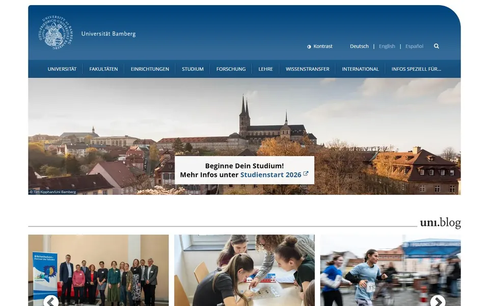 Otto-Friedrich-Universität Bamberg – Ansicht der Anbieter-Website