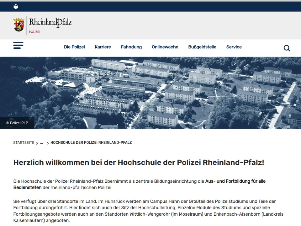 Hochschule der Polizei Rheinland-Pfalz – Website-Vorschau