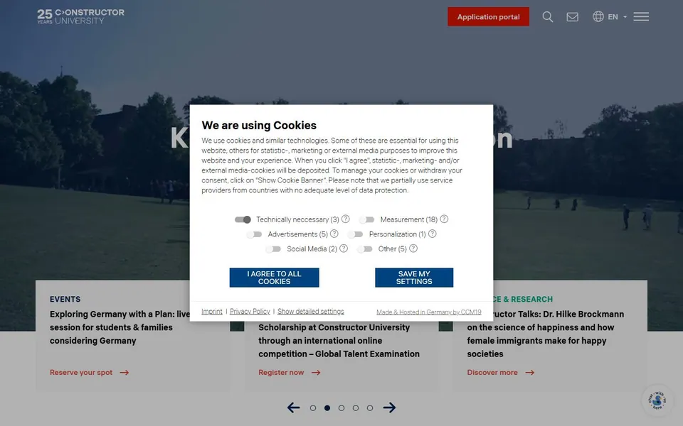 Constructor University – Ansicht der Anbieter-Website