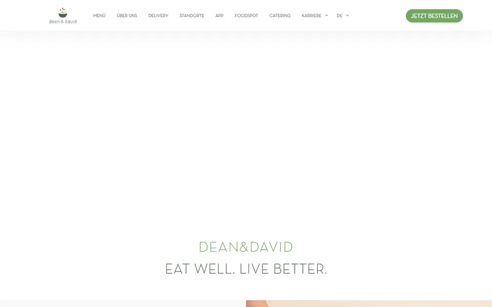 Dean & David – Ansicht der Anbieter-Website