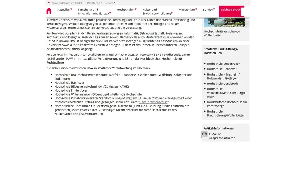 Hochschule Hildesheim/ Holzminden/ Göttingen – Offizieller Eintrag zur Hochschule