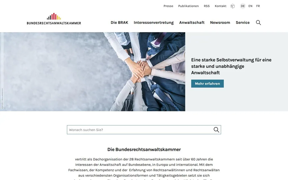 Bundesrechtsanwaltskammer – Ansicht der Anbieter-Website