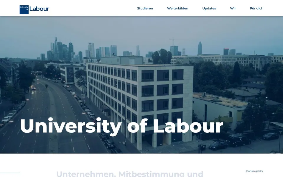 University of Labour (Frankfurt/Main) – Ansicht der Anbieter-Website