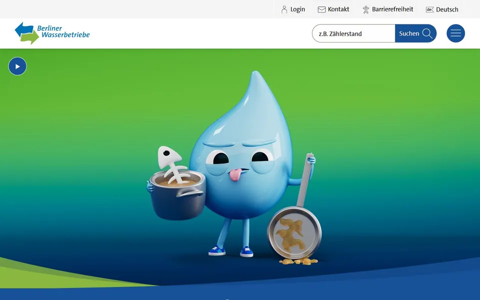 Berliner Wasserbetriebe – Ansicht der Anbieter-Website