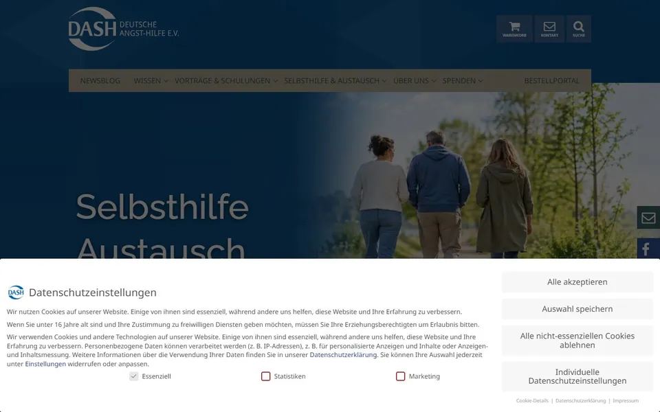 Deutsche Angst-Hilfe – Ansicht der Anbieter-Website