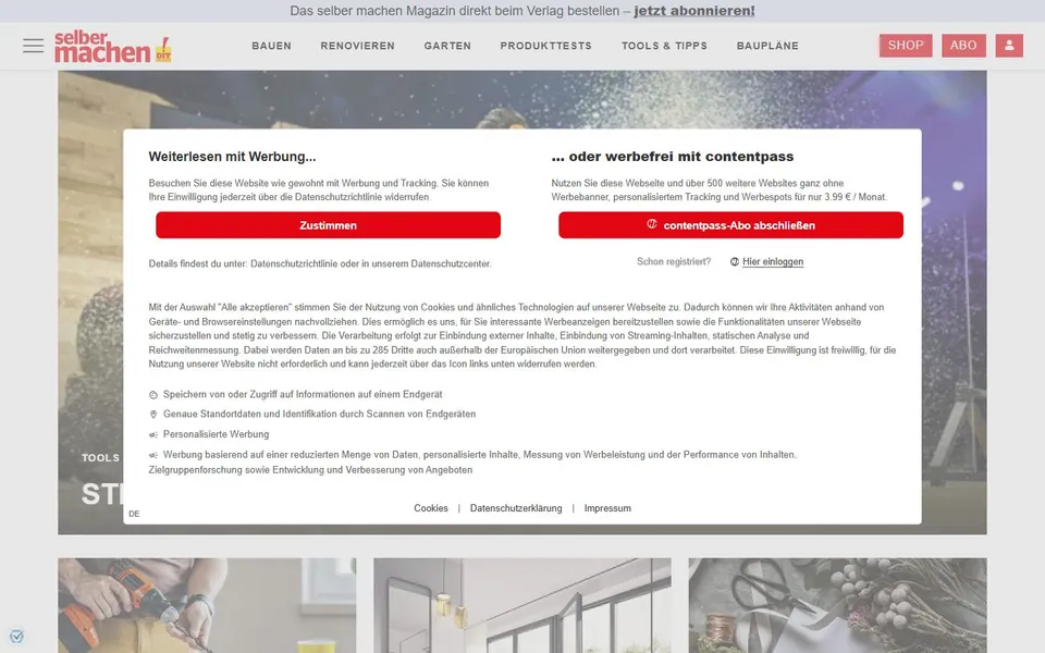 selber machen – Ansicht der Anbieter-Website