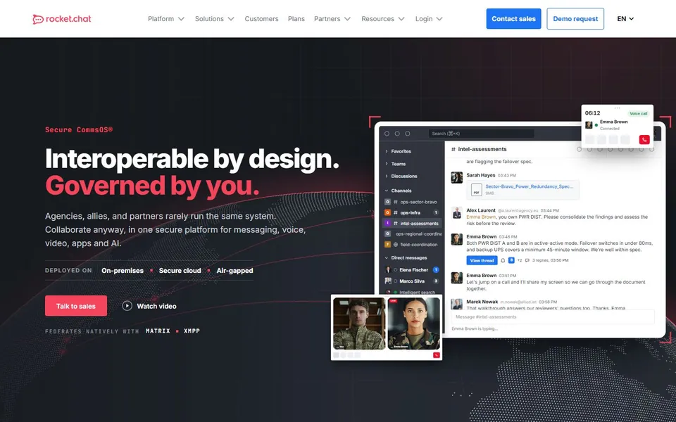 Rocket.Chat – Ansicht der Anbieter-Website