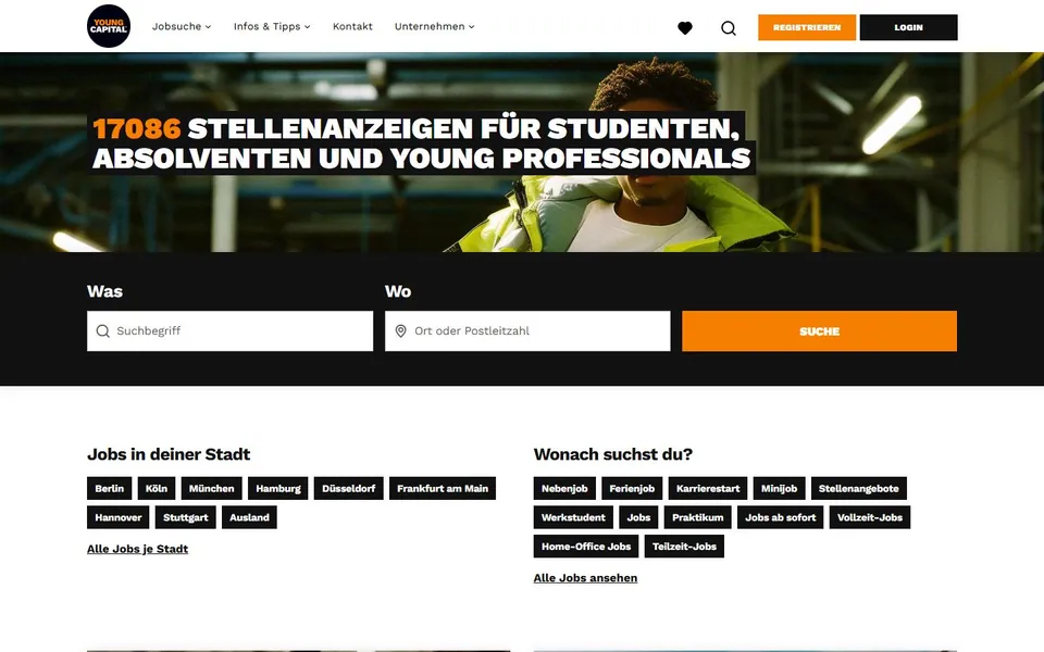 YoungCapital – Ansicht der Anbieter-Website