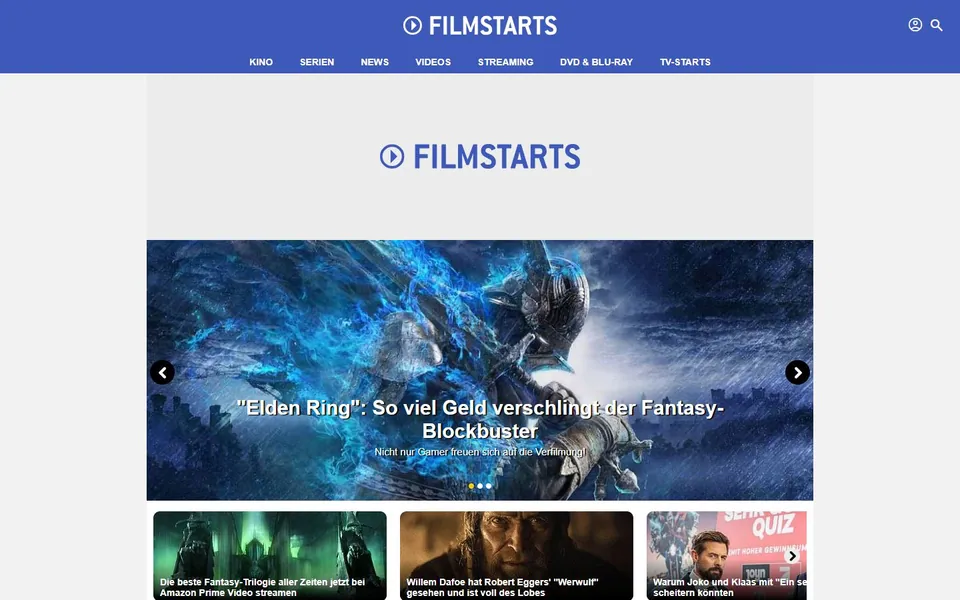 filmstarts – Ansicht der Anbieter-Website