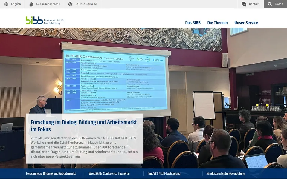 BIBB – Ansicht der Anbieter-Website