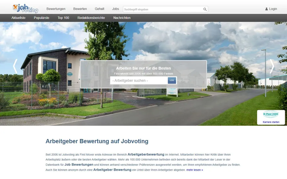 JOBVOTING – Ansicht der Anbieter-Website